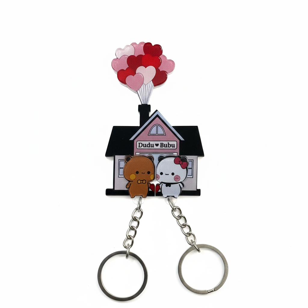 Keyholder Brelok Bubu Dom Prezent dla Par Niej Niego Walentynki Rocznica